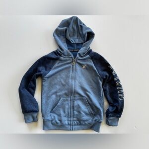 Hurly Boys Hooded Blue Full Zip Sweater 3T